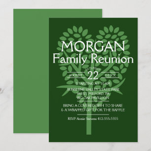 Invitación Reunión de la familia Green Heart Tree