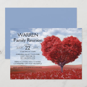 Invitación Reunión de la familia Red Heart Tree
