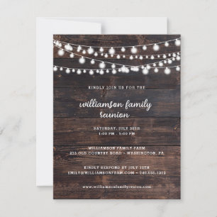 Invitación Reunión de la familia Rusn Barn Wood and String Li