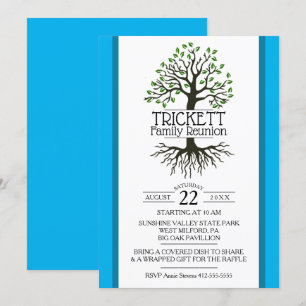 Invitación Reunión de la familia Sky Blue Family Tree