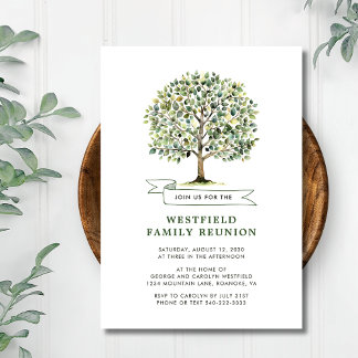 Invitación Reunión de la familia Woodland Watercolor Tree