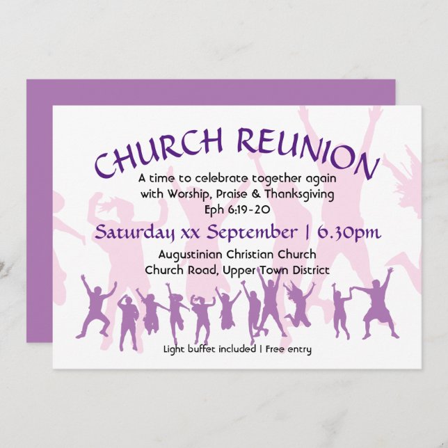 Invitación REUNIÓN DE LA IGLESIA Moderno Mauve Personalizable (Anverso / Reverso)