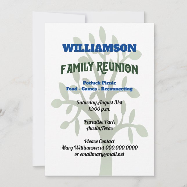 Invitación Reunión de la Reunión de Árboles Familiares (Anverso)