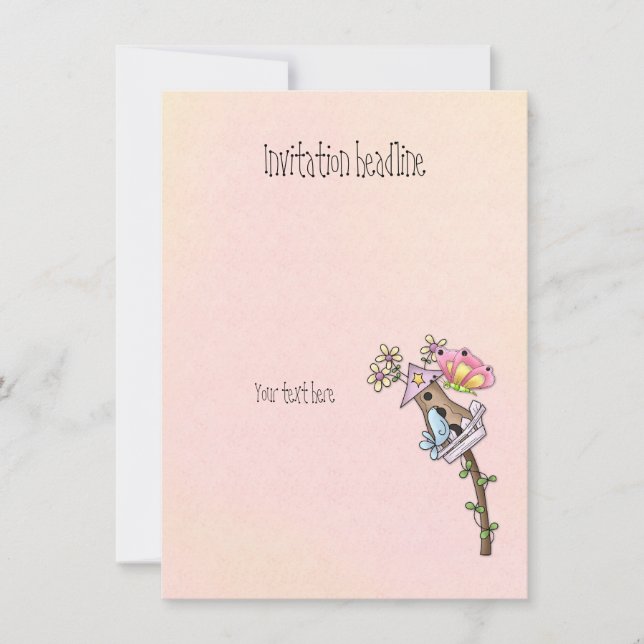 Invitación Reunión de mariposas y pájaros en el pajar (Anverso)