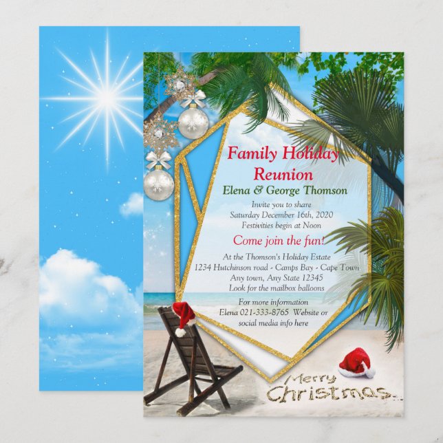 Invitación Reunión de Navidades familiares (Anverso / Reverso)