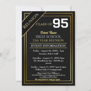 Invitación Reunión de secundaria formal de oro y negro