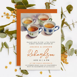 Invitación Reunión de Té de Terracota Elegante Aquarela