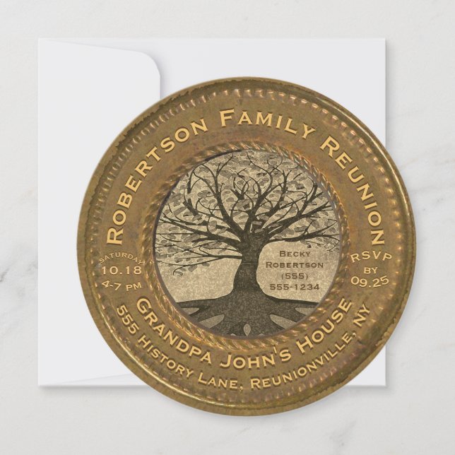 Invitación Reunión del árbol de familia de la apariencia (Anverso)
