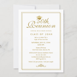 Invitación Reunión Elegante de Clase 50 del Oro Blanco