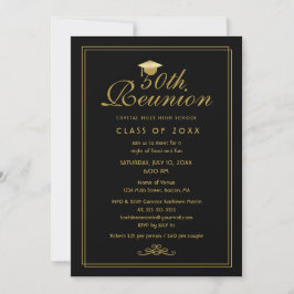 Invitación Reunión Elegante de Clase 50 del Oro Negro