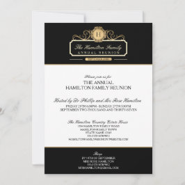 Invitación Reunión elegante de la familia de monogramas de or