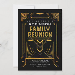 Invitación Reunión Elegante De La Familia Del Art Decó Del Or