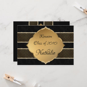 Invitación Reunión elegante, dorada y negra