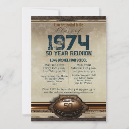 Invitación Reunión escolar de 50 años de Fancy Ornate Footbal