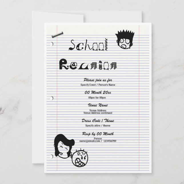 Invitación "Reunión escolar" "de vuelta a la escuela" fiesta  (Anverso)