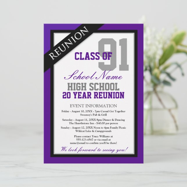 Invitación Reunión escolar formal de secundaria (Anverso de pie)