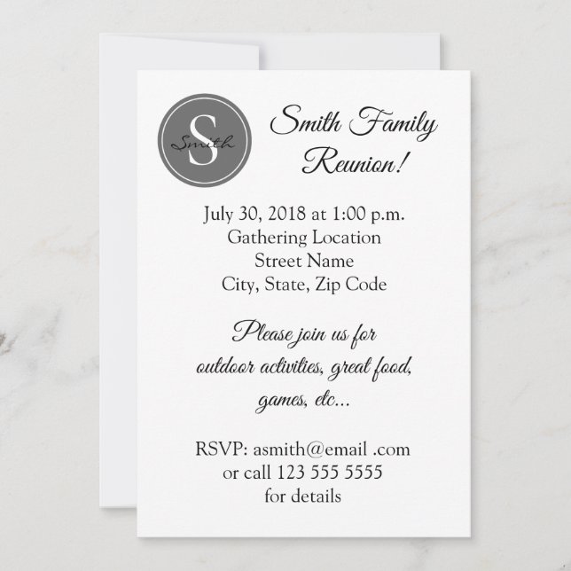 Invitación  Reunión familiar (Anverso)