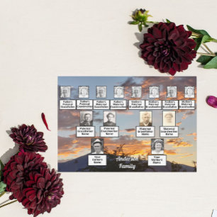 Invitación Reunión familiar 3 Generación Golden Purple Sunset