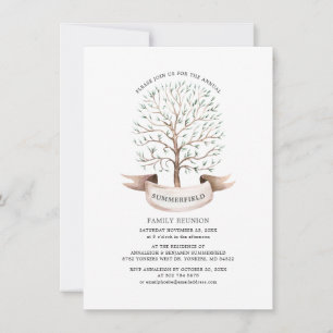 Invitación Reunión Familiar Árbol Genealógico Acuarela Modern