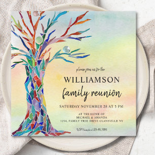 Invitación Reunión Familiar Árbol Genealógico Colorido