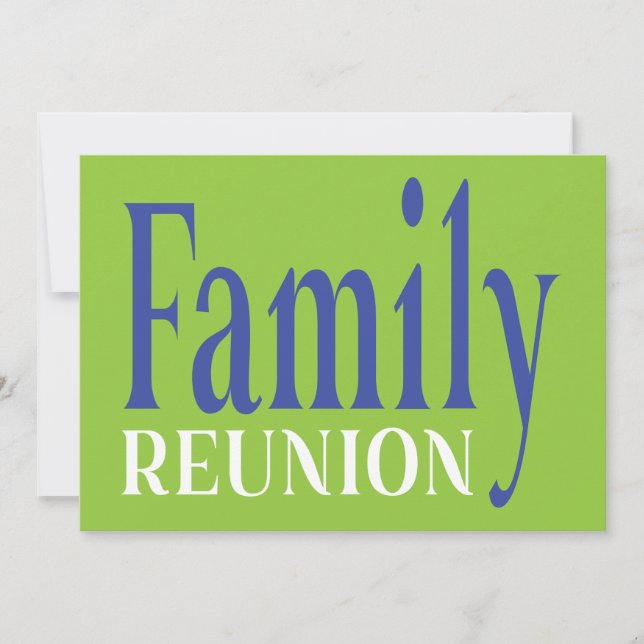 Invitación Reunión familiar audaz verde azul moderno (Anverso)