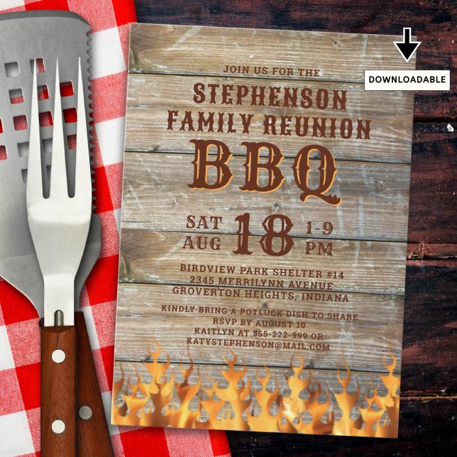 Invitación Reunión familiar BBQ Rusch Wood (Subido por el creador)