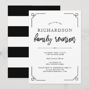 Invitación Reunión familiar blanca y negra moderna