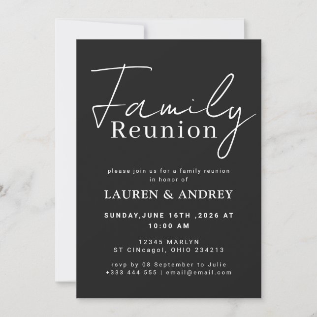 Invitación Reunión Familiar con Escritura Moderna (Anverso)