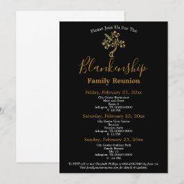 Invitación Reunión familiar de 3 días de color blanco negro d