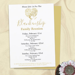 Invitación Reunión familiar de 3 días de Gold Heart Tree pers