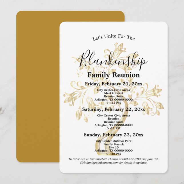 Invitación Reunión familiar de 3 días de Golden Tree se reúne (Anverso / Reverso)