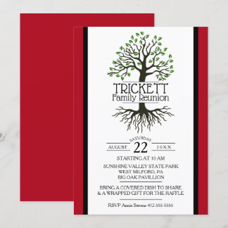 Invitación Reunión familiar de árbol de familia roja oscura
