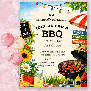 Invitación Reunión Familiar de Barbacoa en el Patio de Verano