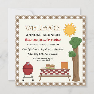 Invitación Reunión familiar de cocina barbacoa, frontera de g