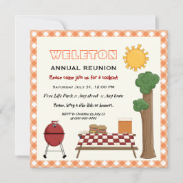 Invitación Reunión familiar de cocina barbacoa, frontera de n
