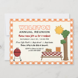 Invitación Reunión familiar de cocina barbacoa, frontera de n