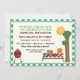 Invitación Reunión familiar de cocina barbacoa, frontera verd