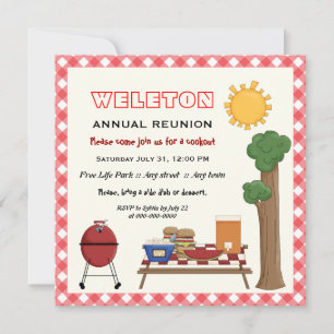 Invitación Reunión familiar de cocina de barbacoa, frontera d