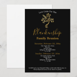 Invitación Reunión familiar de dos días de color blanco negro