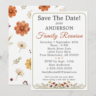 Invitación Reunión Familiar de Fecha de Ahorro de Flor Silves