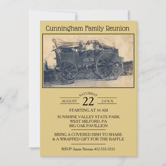 Invitación Reunión familiar de fotografía de época (Anverso)