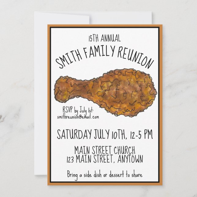 Invitación Reunión familiar de la cosecha de gallina con pier (Anverso)