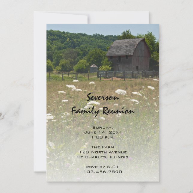 Invitación Reunión familiar de la familia Weathered Barn Coun (Anverso)