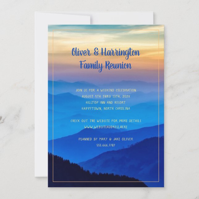 Invitación Reunión familiar de las montañas de la cordillera  (Anverso)
