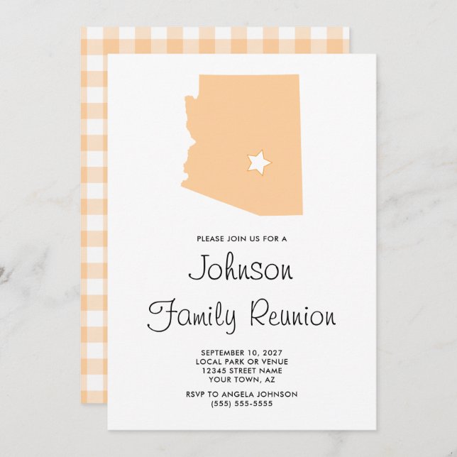 Invitación Reunión familiar de Peach Arizona (Anverso / Reverso)