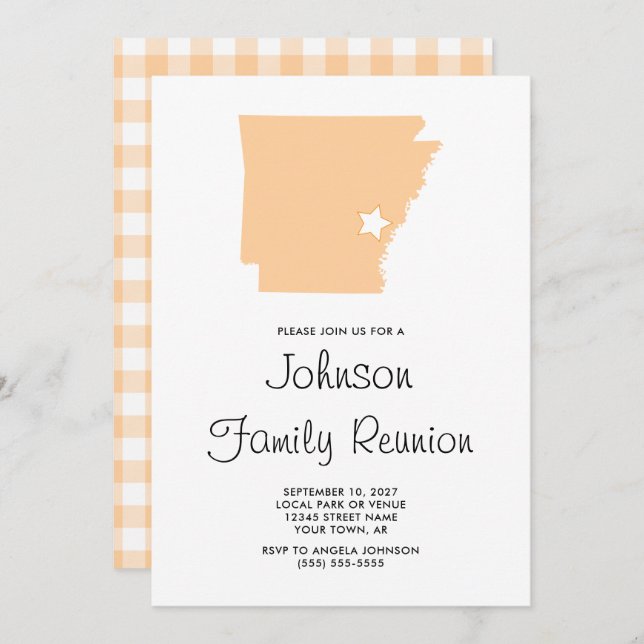 Invitación Reunión familiar de Peach Arkansas (Anverso / Reverso)