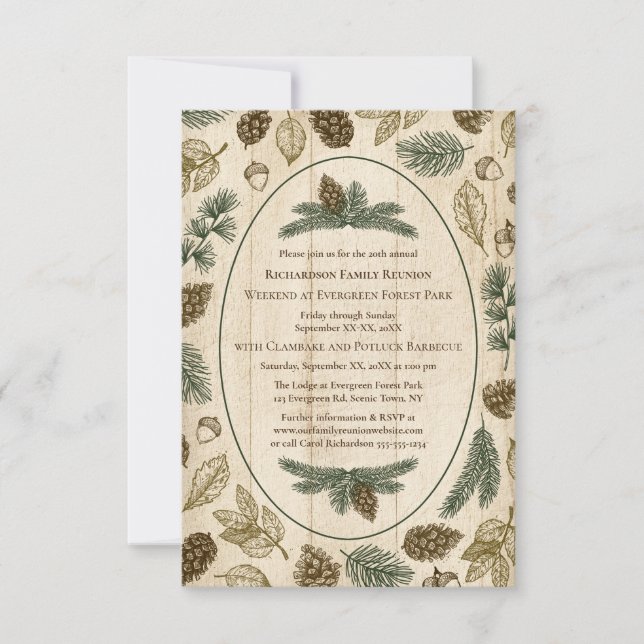 Invitación Reunión familiar de Woodland Camping Jamboree BBQ (Anverso)