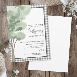 Invitación Reunión Familiar del Árbol Gingham