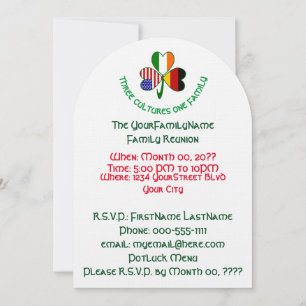 Invitación Reunión Familiar del Trébol Germano Irlandés Ameri