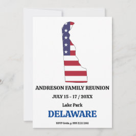 Invitación Reunión familiar 🎉 DELAWARE Mapa estatal Bandera 